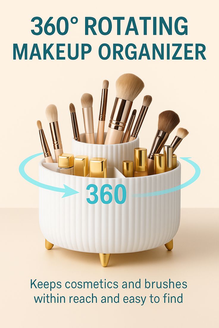 360° Rotating Makeup Brush Holder